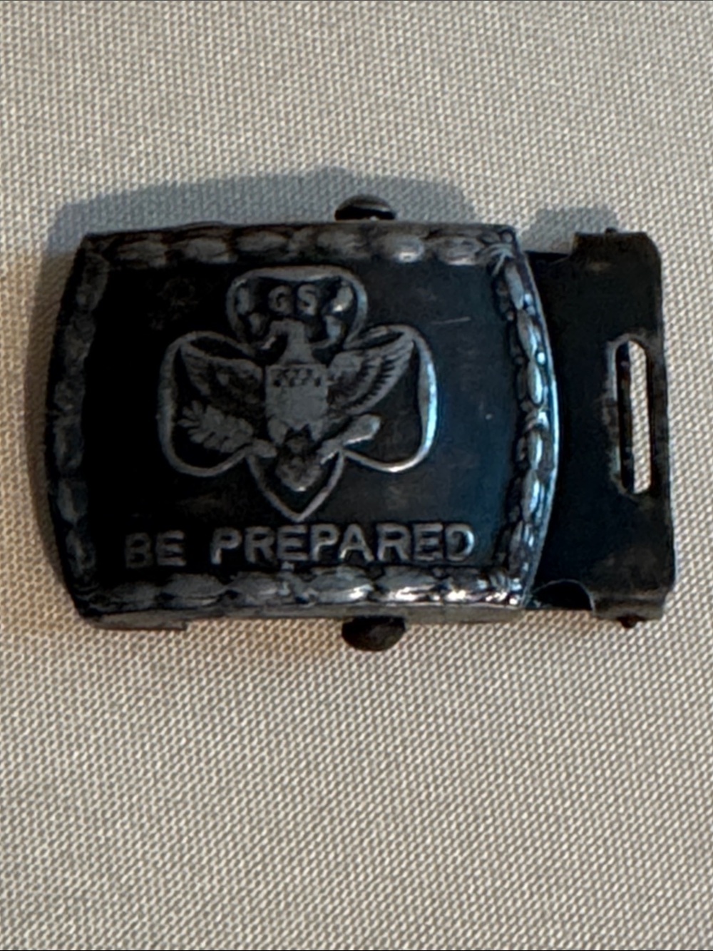 Vintage Girl Scout Belt Buckle 1930s 1940s Trefoil Eagle Be Prepared